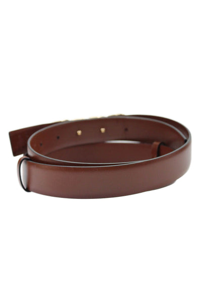 Valentino Garavani Womens Leather Gold Tone Belt Chestnut Brown Size 36