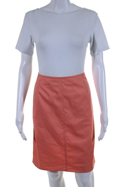 Leggiadro Women's Button Closure Unlined A-Line Pockets Mini Skirt Orange Size 4