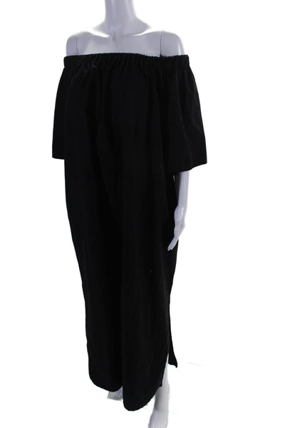 Avn Women's Off The Shoulder Short Sleeves Maxi Dress Black Size S