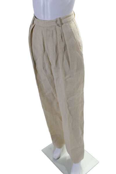 Laurence Bras Women's Pleated Front Wide Leg Dress Pants Beige Size 38