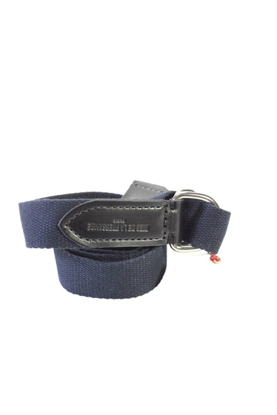 Ines De La Fressange Women's Loop Buckle Fabric Belt Navy Blue Size 46