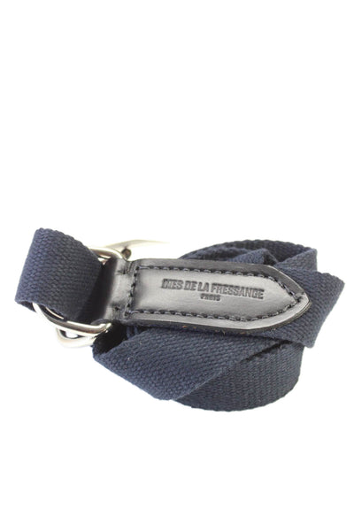 Ines De La Fressange Women's Loop Buckle Fabric Belt Navy Blue Size 46