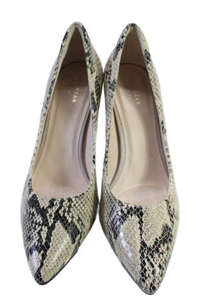 Cole Haan Grand.OS Womens Animal Print Embossed Pointed Toe Pumps Beige Size 8.5