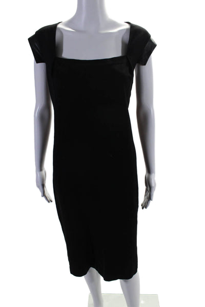 Lafayette 148 New York Womens Square Neck Patchwork Zipped Dress Black Size 12