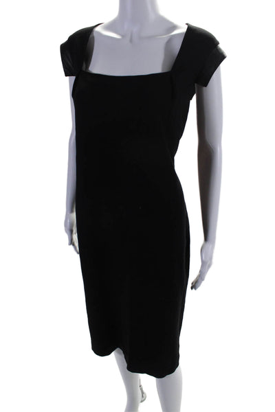 Lafayette 148 New York Womens Square Neck Patchwork Zipped Dress Black Size 12