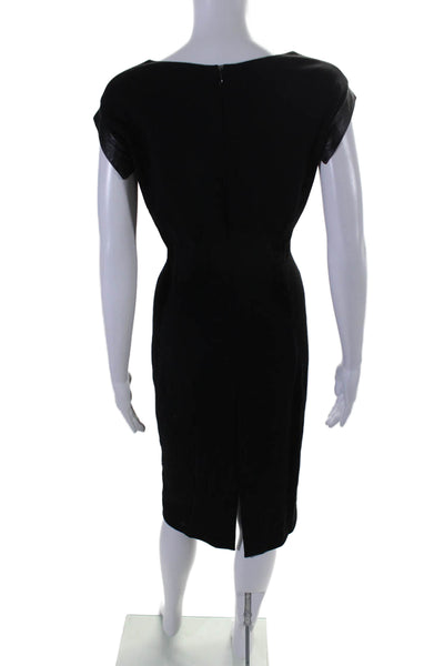 Lafayette 148 New York Womens Square Neck Patchwork Zipped Dress Black Size 12