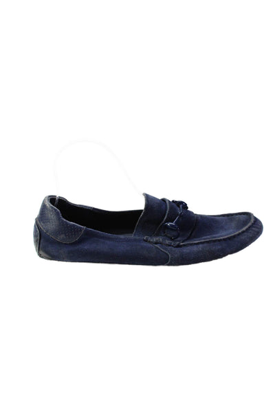 Gucci Mens Slip On Round Toe Horsebit Loafers Blue Suede Size 7