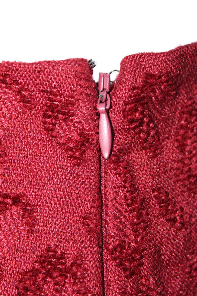 Free People Womens Dark Red Textured Printed Side Zip Mini A-Line Skirt Size S