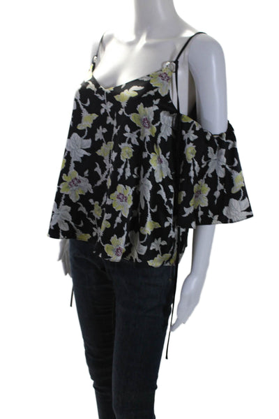 Cinq A Sept Womens Silk Floral Print Long Sleeve Pullover Blouse Black Size XS