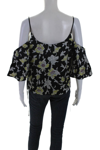 Cinq A Sept Womens Silk Floral Print Long Sleeve Pullover Blouse Black Size XS