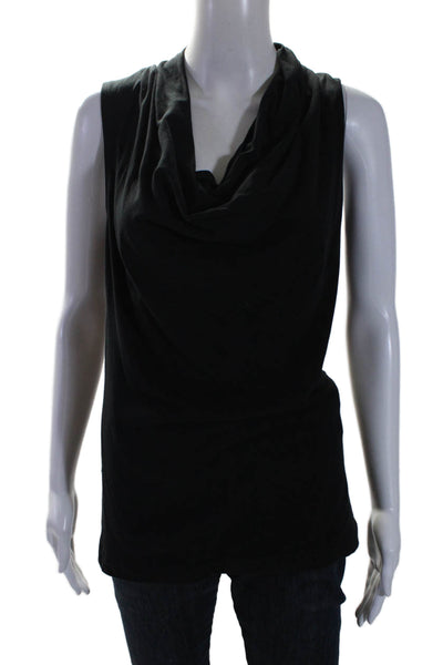 Theory Womens Cotton Cowl Neck Sleeveless Pullover Blouse Top Black Size P