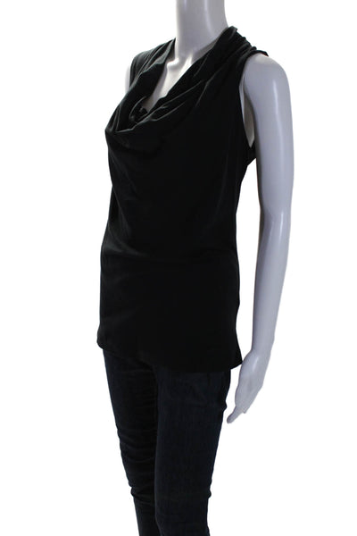 Theory Womens Cotton Cowl Neck Sleeveless Pullover Blouse Top Black Size P