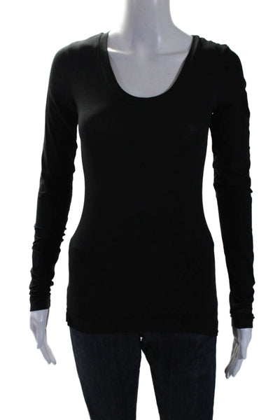 Theory Womens Cotton Round Neck Long Sleeve Pullover T-Shirt Top Black Size P