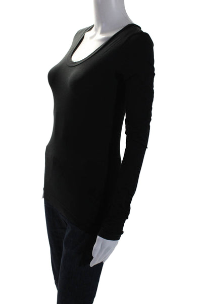 Theory Womens Cotton Round Neck Long Sleeve Pullover T-Shirt Top Black Size P