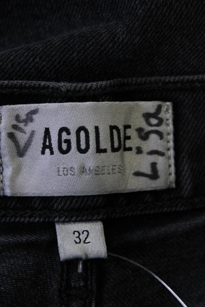 Agolde Womens Cotton Blend 5 Pocket Button Fly Skinny Jeans Black Size 32