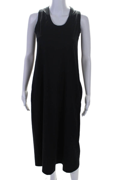 Organic John Patrick Womens Sleeveless Scoop Neck Midi Dress Black Cotton Small