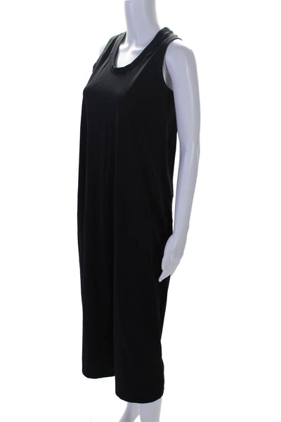 Organic John Patrick Womens Sleeveless Scoop Neck Midi Dress Black Cotton Small