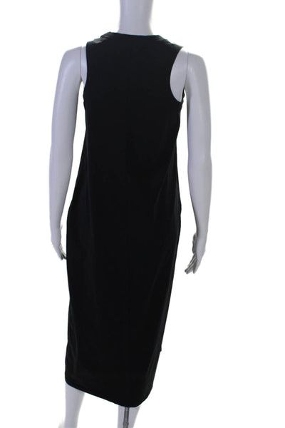 Organic John Patrick Womens Sleeveless Scoop Neck Midi Dress Black Cotton Small