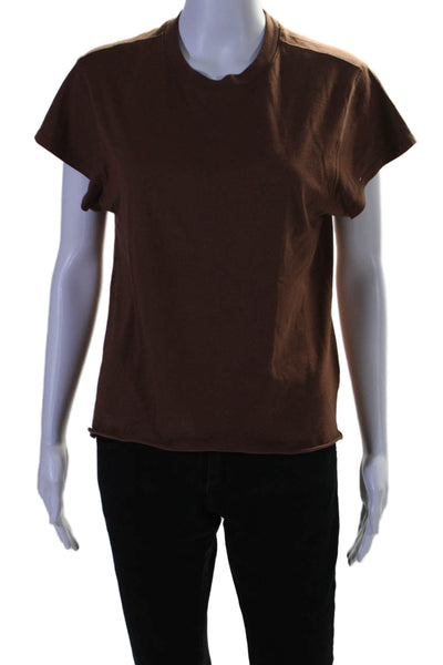 Sincerely Jules For Bandier Womens Short Sleeve Boxy Tee Shirt Brown Size Small