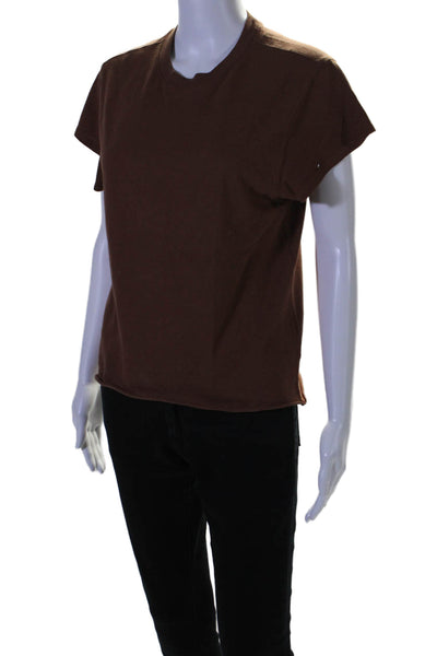 Sincerely Jules For Bandier Womens Short Sleeve Boxy Tee Shirt Brown Size Small