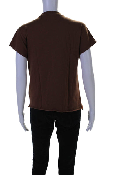 Sincerely Jules For Bandier Womens Short Sleeve Boxy Tee Shirt Brown Size Small