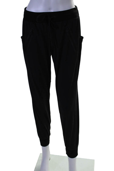 Blanc Noir Womens Mid Rise Drawstring Lightweight Jogger Pants Black Size Small