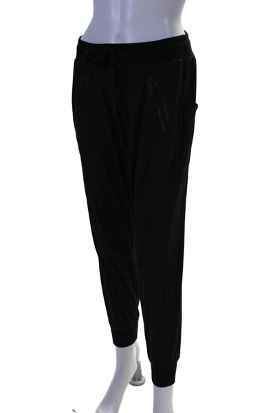 Blanc Noir Womens Mid Rise Drawstring Lightweight Jogger Pants Black Size Small