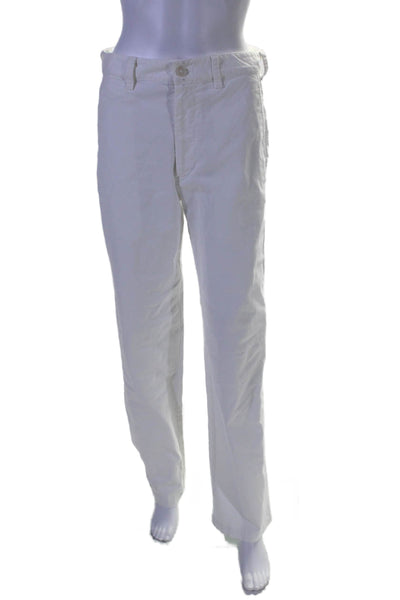 Nili Lotan Womens Zipper Fly Mid Rise Wide Leg Trouser Pants White Cotton Size 0