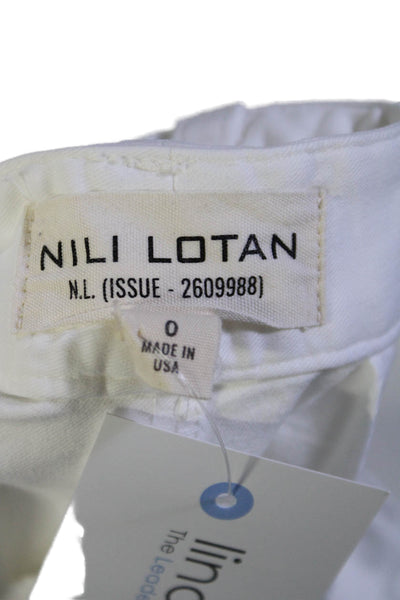 Nili Lotan Womens Zipper Fly Mid Rise Wide Leg Trouser Pants White Cotton Size 0