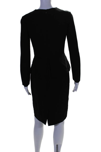 Raoul Women's V-Neck Long Sleeves Peplum Midi Dress Black Size 2