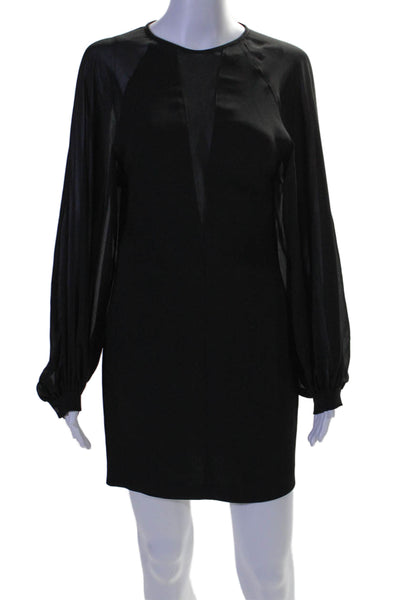 Robert Rodriguez Women's Round Neck Long Sleeves Mini Dress Black Size 0