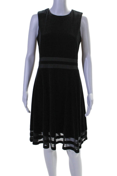 Calvin Klein Women's Sleeveless Cinch Waist Fit Flare Mini Dress Black Size 8