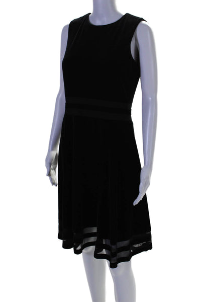 Calvin Klein Women's Sleeveless Cinch Waist Fit Flare Mini Dress Black Size 8