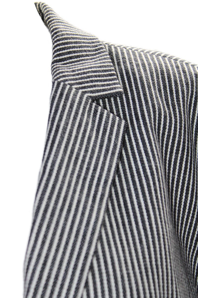 Boss Hugo Boss Womens Cotton Striped Print Buttoned Darted Blazer Black Size 14