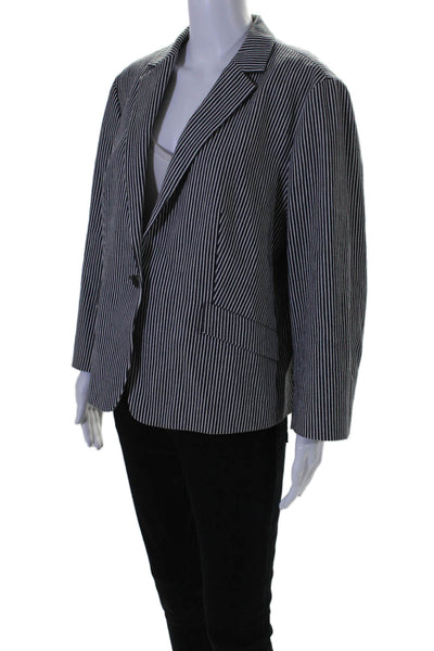 Boss Hugo Boss Womens Cotton Striped Print Buttoned Darted Blazer Black Size 14