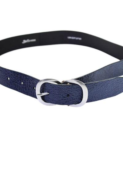 Bellerose Women's Buckle Closure Textured Leather Belt Blue Size 30