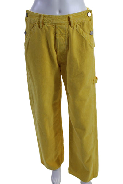 Laurence Bras Women's Button Closure Wide Leg Denim Pants Yellow Size 26