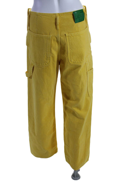 Laurence Bras Women's Button Closure Wide Leg Denim Pants Yellow Size 26