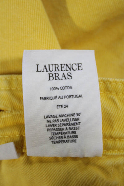 Laurence Bras Women's Button Closure Wide Leg Denim Pants Yellow Size 26