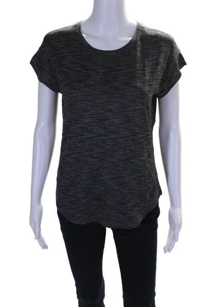 Lululemon Womens Striped Short Sleeves Pullover Tee Shirt Black Grey Size 6