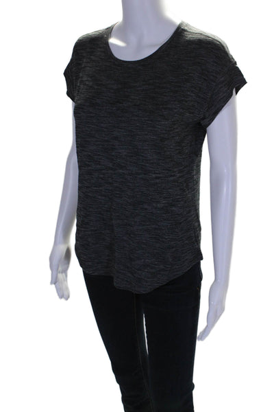 Lululemon Womens Striped Short Sleeves Pullover Tee Shirt Black Grey Size 6