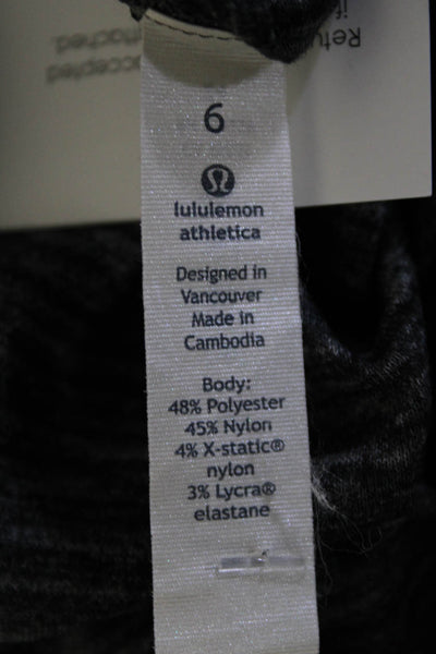 Lululemon Womens Striped Short Sleeves Pullover Tee Shirt Black Grey Size 6