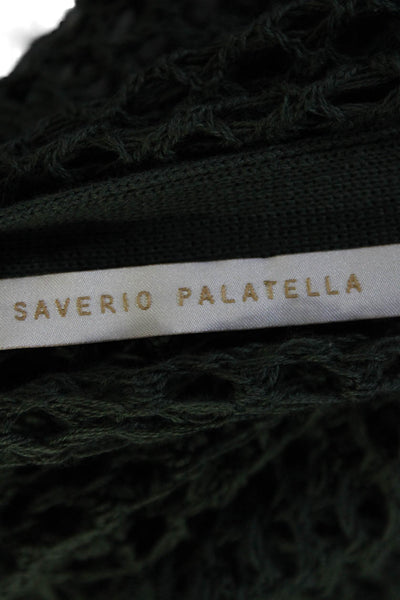 Saverio Palatella Womens Open Knit Cardigan Twinset Sweater Green Size Small