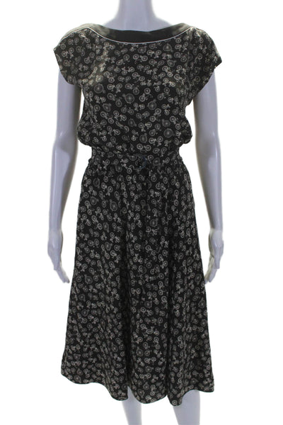 Worth New York Womens Boat Neck Sleeveless Abstract Print Long Dress Brown 0