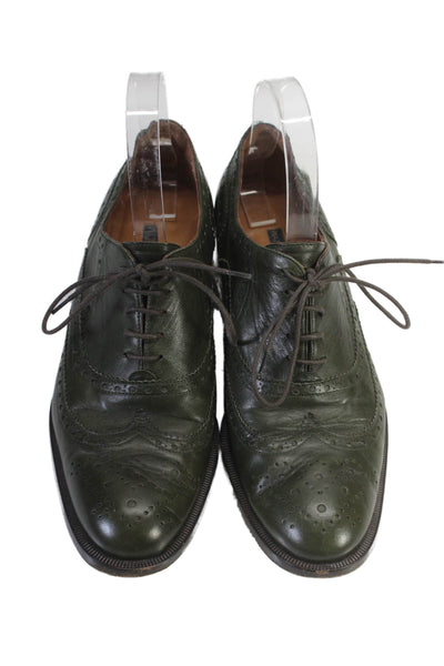 Piazza Sempione Womens Low Top Lace Up Dress Shoes Leather Green 7.5 US