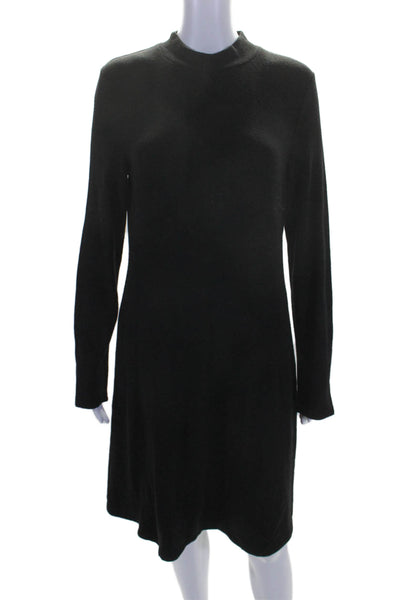 Vince Womens Long Sleeve Mock Neck Long Knit Dress Black Size Large