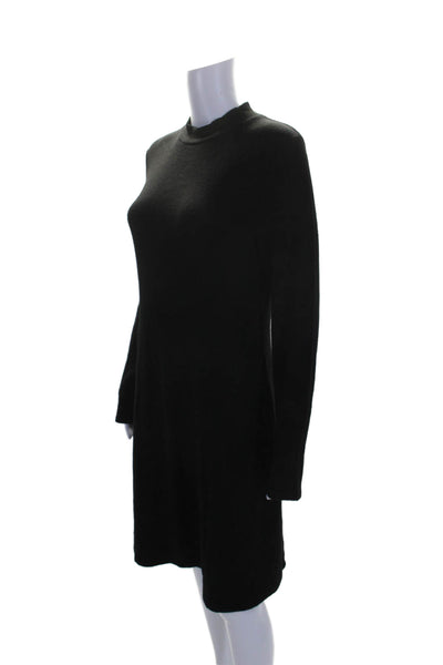 Vince Womens Long Sleeve Mock Neck Long Knit Dress Black Size Large