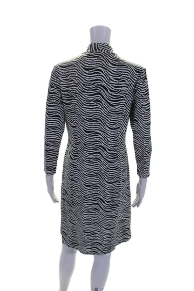 J. Mclaughlin Womens Long Sleeve Mock Neck Zebra Print Dress White Size Small