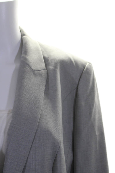 Boss Hugo Boss Womens Notched Lapel Two Button Satin Lined Blazer Wool Gray 14