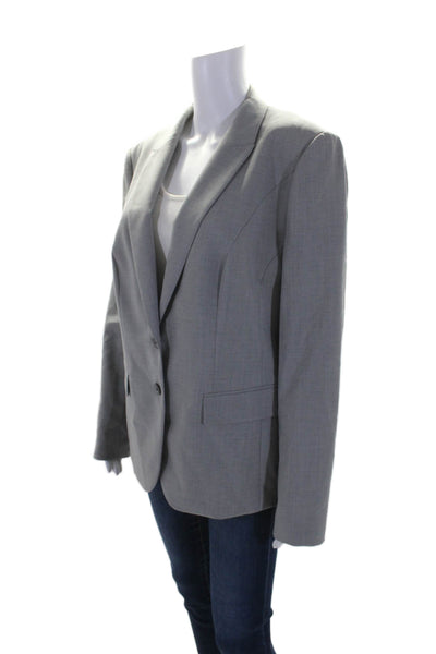 Boss Hugo Boss Womens Notched Lapel Two Button Satin Lined Blazer Wool Gray 14